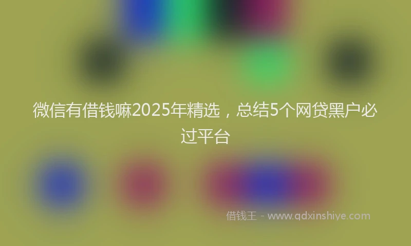 微信有借钱嘛2025年精选，总结5个网贷黑户必过平台