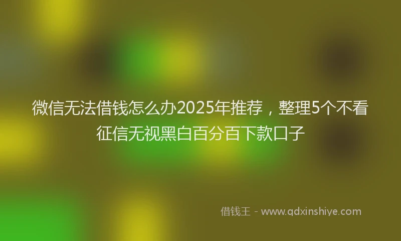 微信无法借钱怎么办2025年推荐，整理5个不看征信无视黑白百分百下款口子