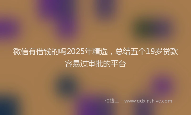 微信有借钱的吗2025年精选，总结五个19岁贷款容易过审批的平台