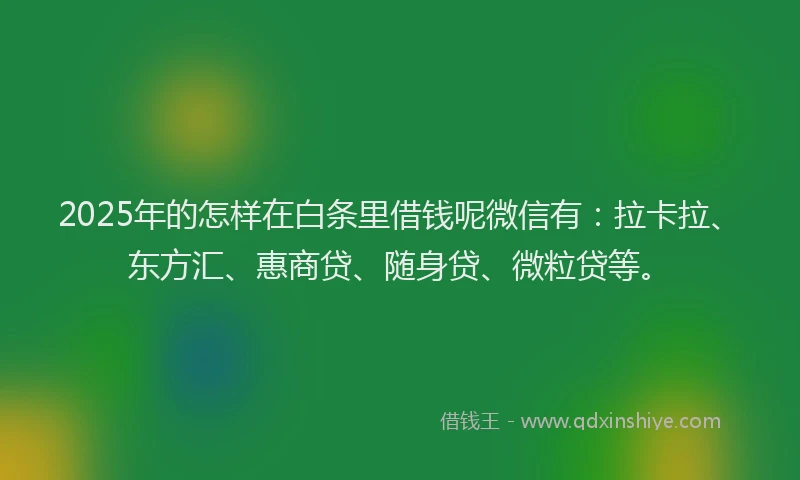 2025年的怎样在白条里借钱呢微信有：拉卡拉、东方汇、惠商贷、随身贷、微粒贷等。