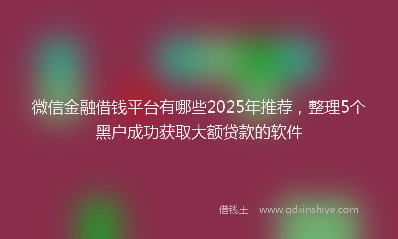 微信金融借钱平台有哪些2025年推荐，整理5个黑户成功获取大额贷款的软件