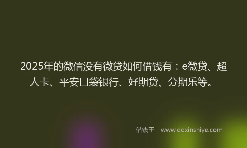 2025年的微信没有微贷如何借钱有：e微贷、超人卡、平安口袋银行、好期贷、分期乐等。