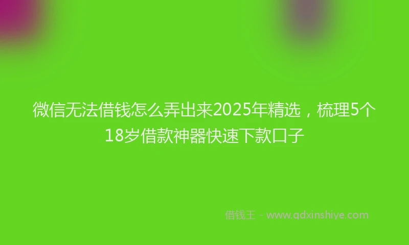 微信无法借钱怎么弄出来2025年精选，梳理5个18岁借款神器快速下款口子