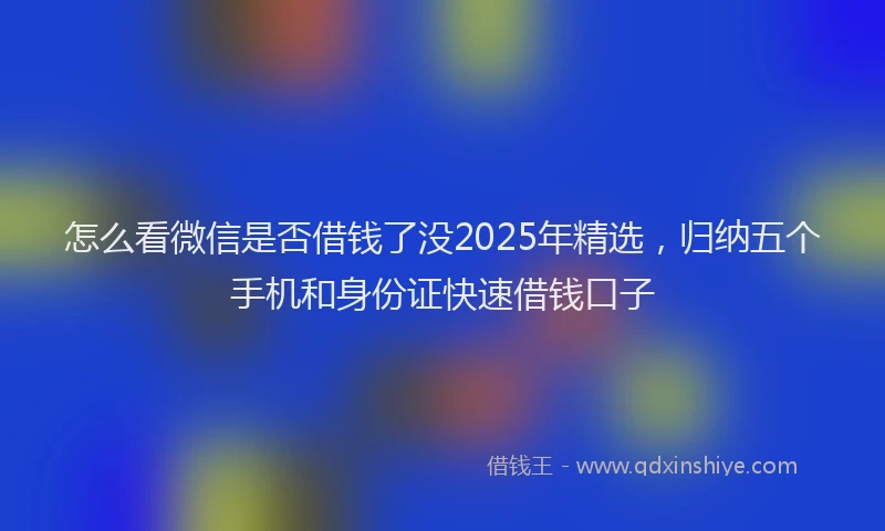 怎么看微信是否借钱了没2025年精选，归纳五个手机和身份证快速借钱口子