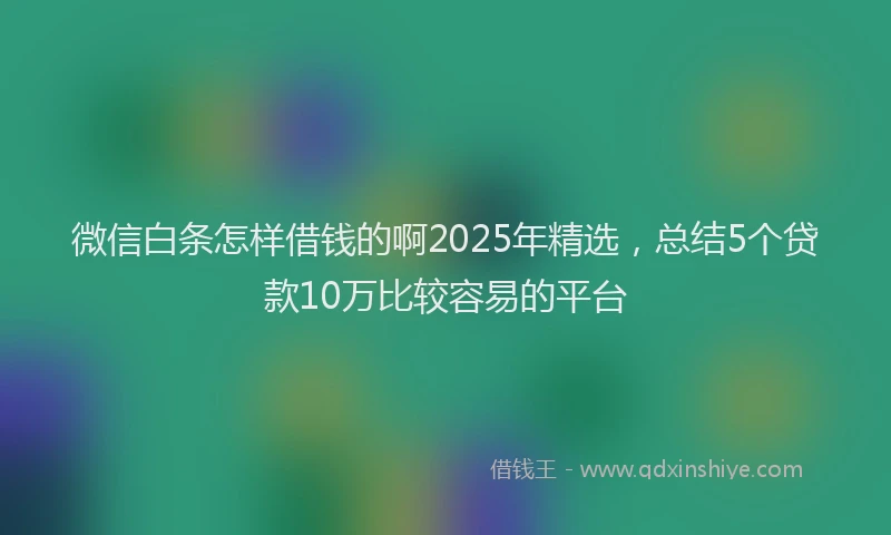 微信白条怎样借钱的啊2025年精选，总结5个贷款10万比较容易的平台