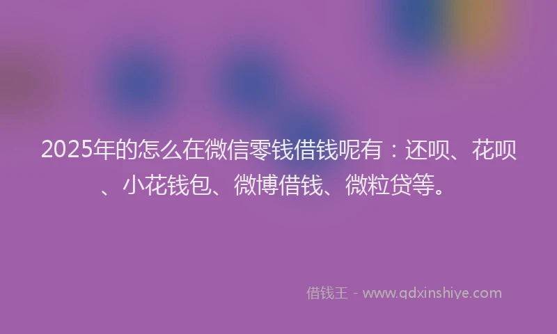 2025年的怎么在微信零钱借钱呢有：还呗、花呗、小花钱包、微博借钱、微粒贷等。