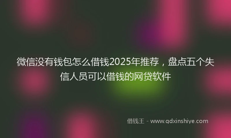 微信没有钱包怎么借钱2025年推荐，盘点五个失信人员可以借钱的网贷软件