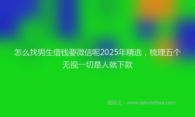 怎么找男生借钱要微信呢2025年精选，梳理五个无视一切是人就下款