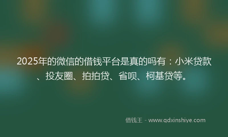 2025年的微信的借钱平台是真的吗有：小米贷款、投友圈、拍拍贷、省呗、柯基贷等。