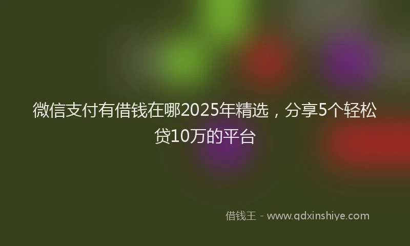 微信支付有借钱在哪2025年精选，分享5个轻松贷10万的平台