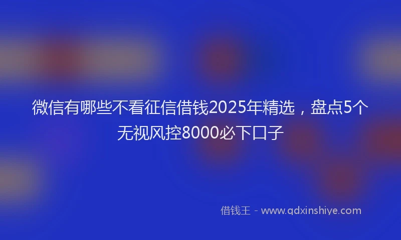 微信有哪些不看征信借钱2025年精选，盘点5个无视风控8000必下口子