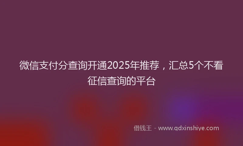 微信支付分查询开通2025年推荐，汇总5个不看征信查询的平台