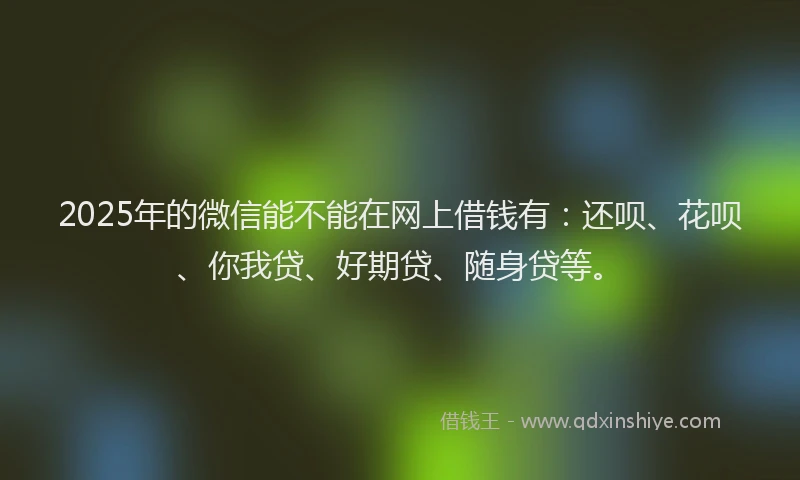 2025年的微信能不能在网上借钱有：还呗、花呗、你我贷、好期贷、随身贷等。