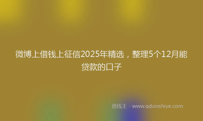 微博上借钱上征信2025年精选，整理5个12月能贷款的口子