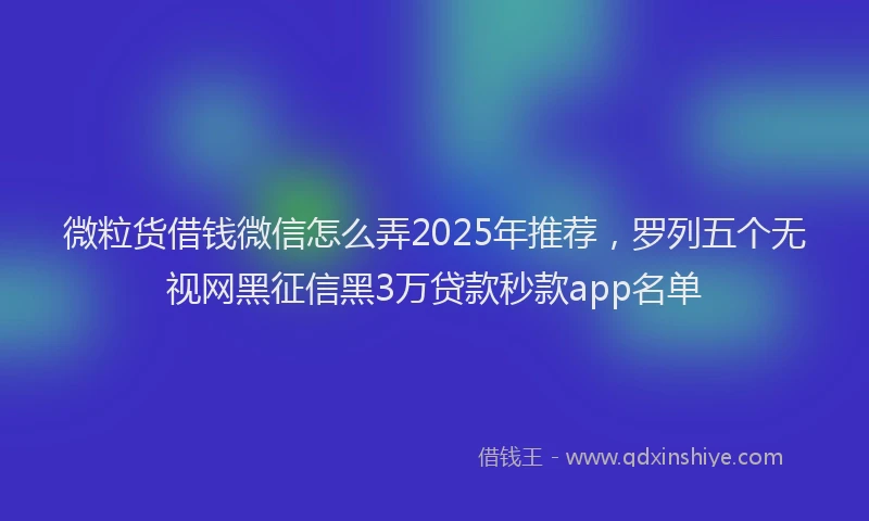 微粒货借钱微信怎么弄2025年推荐，罗列五个无视网黑征信黑3万贷款秒款app名单