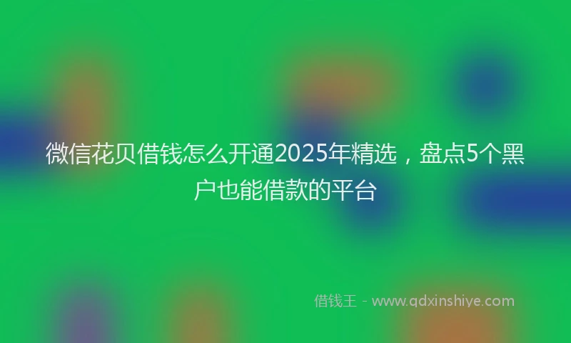 微信花贝借钱怎么开通2025年精选，盘点5个黑户也能借款的平台