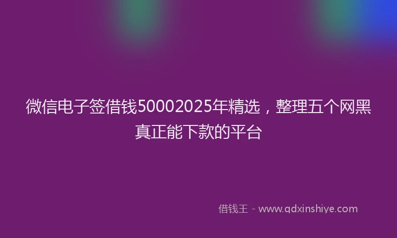 微信电子签借钱50002025年精选，整理五个网黑真正能下款的平台