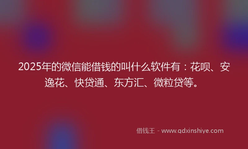 2025年的微信能借钱的叫什么软件有：花呗、安逸花、快贷通、东方汇、微粒贷等。