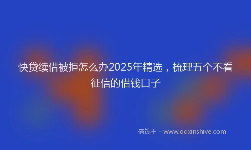 快贷续借被拒怎么办2025年精选，梳理五个不看征信的借钱口子