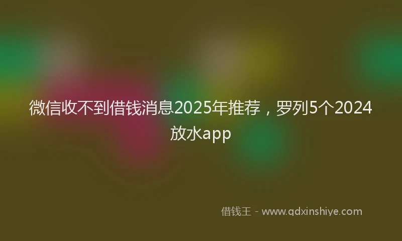 微信收不到借钱消息2025年推荐，罗列5个2024放水app