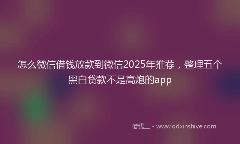 怎么微信借钱放款到微信2025年推荐，整理五个黑白贷款不是高炮的app