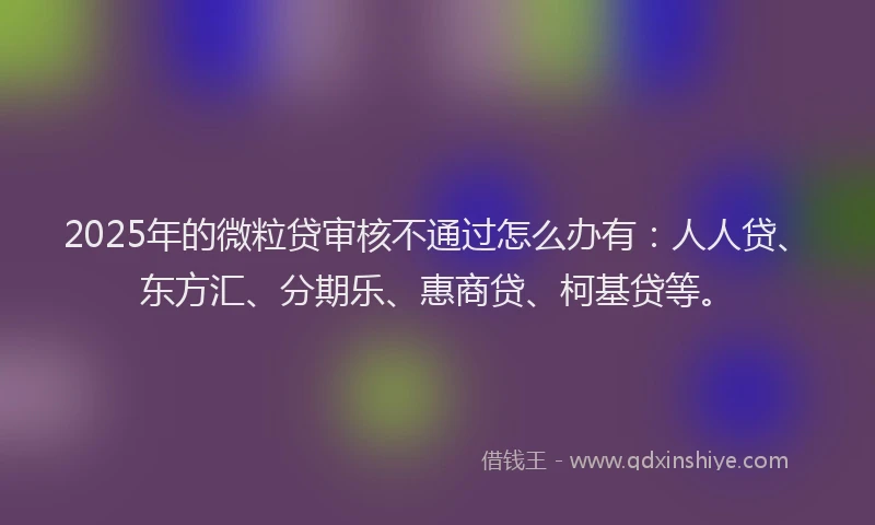 2025年的微粒贷审核不通过怎么办有：人人贷、东方汇、分期乐、惠商贷、柯基贷等。