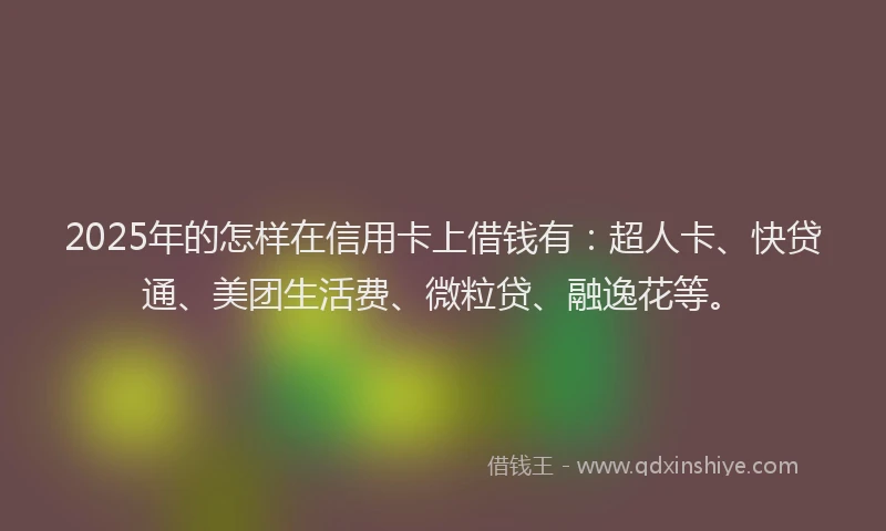 2025年的怎样在信用卡上借钱有：超人卡、快贷通、美团生活费、微粒贷、融逸花等。