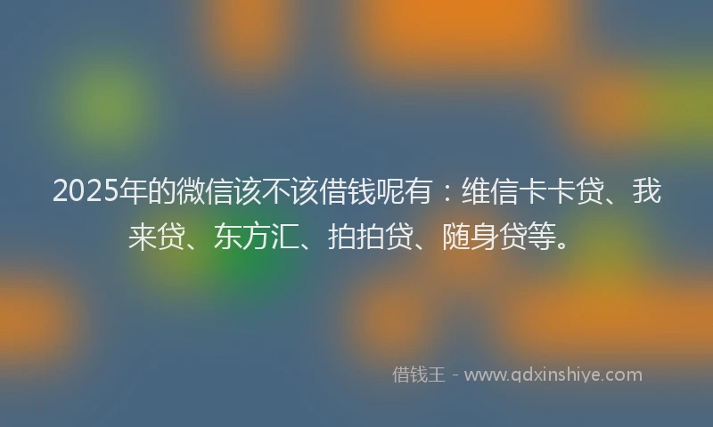 2025年的微信该不该借钱呢有：维信卡卡贷、我来贷、东方汇、拍拍贷、随身贷等。