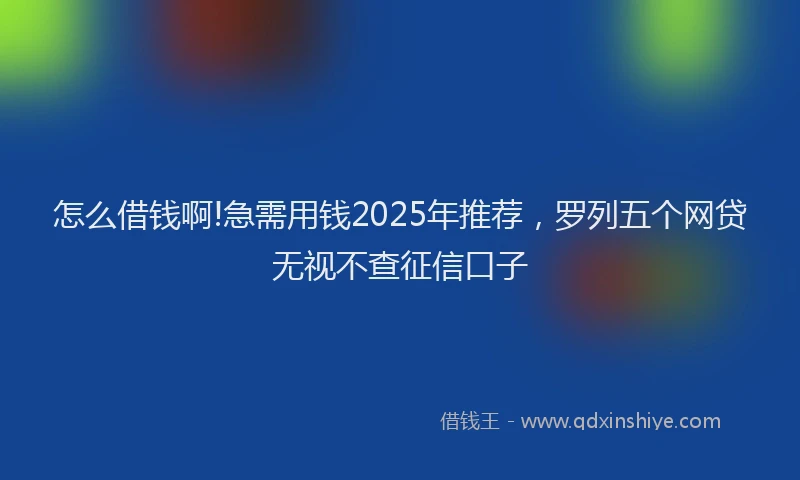 怎么借钱啊!急需用钱2025年推荐，罗列五个网贷无视不查征信口子