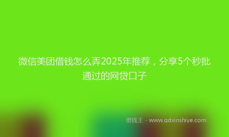 微信美团借钱怎么弄2025年推荐，分享5个秒批通过的网贷口子