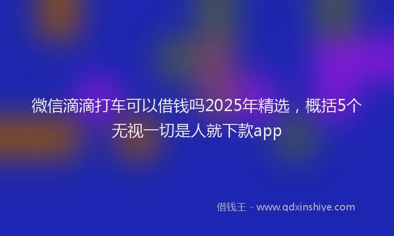 微信滴滴打车可以借钱吗2025年精选，概括5个无视一切是人就下款app