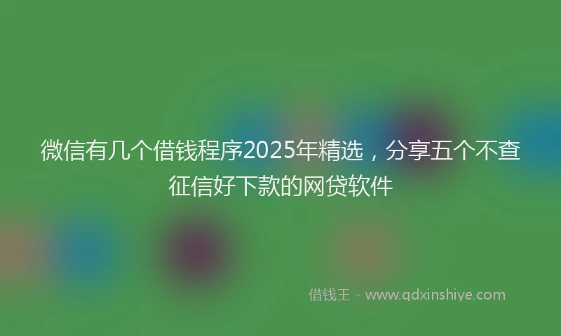 微信有几个借钱程序2025年精选，分享五个不查征信好下款的网贷软件