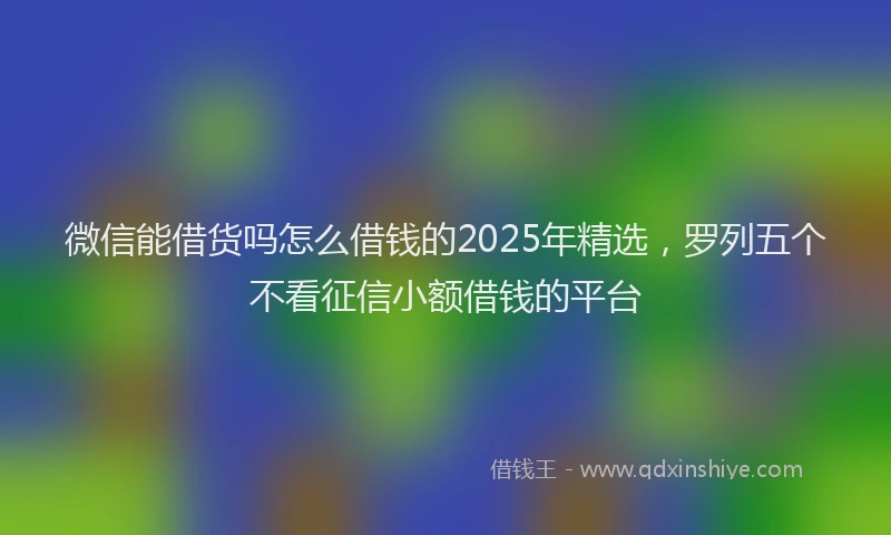 微信能借货吗怎么借钱的2025年精选，罗列五个不看征信小额借钱的平台