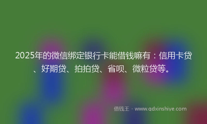 2025年的微信绑定银行卡能借钱嘛有：信用卡贷、好期贷、拍拍贷、省呗、微粒贷等。