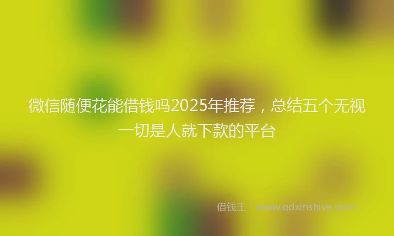 微信随便花能借钱吗2025年推荐，总结五个无视一切是人就下款的平台