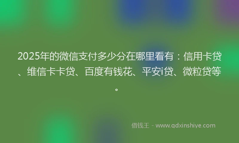 2025年的微信支付多少分在哪里看有：信用卡贷、维信卡卡贷、百度有钱花、平安i贷、微粒贷等。
