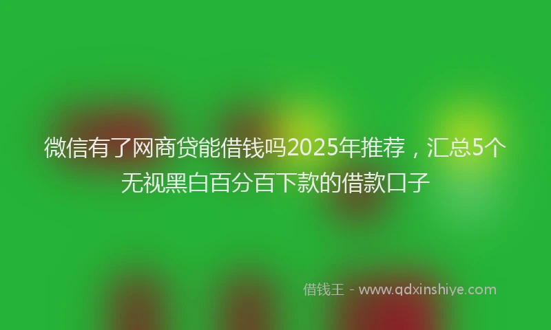 微信有了网商贷能借钱吗2025年推荐，汇总5个无视黑白百分百下款的借款口子