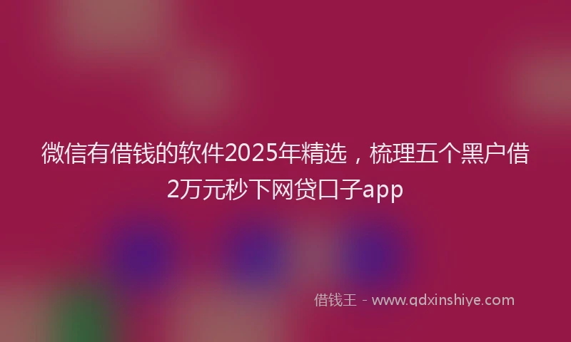 微信有借钱的软件2025年精选，梳理五个黑户借2万元秒下网贷口子app
