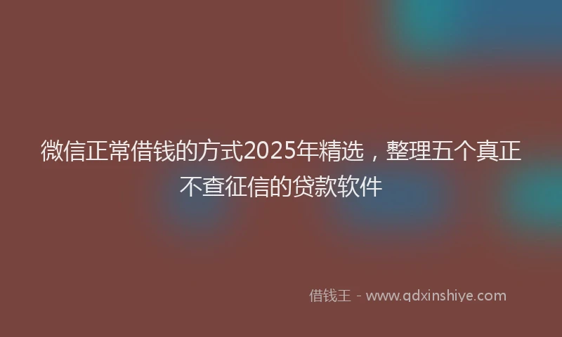 微信正常借钱的方式2025年精选，整理五个真正不查征信的贷款软件