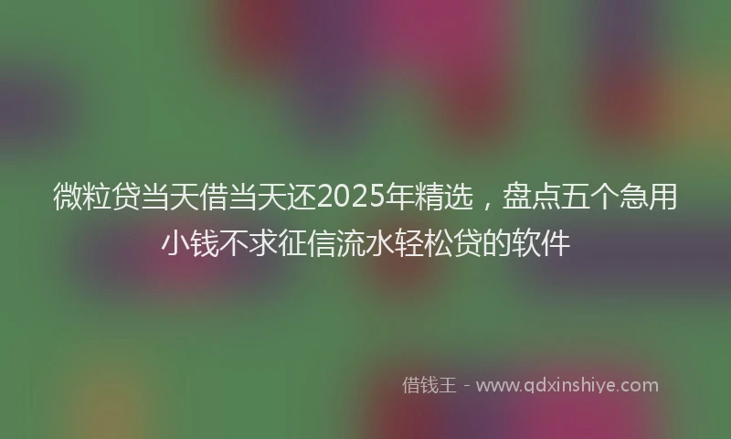 微粒贷当天借当天还2025年精选，盘点五个急用小钱不求征信流水轻松贷的软件
