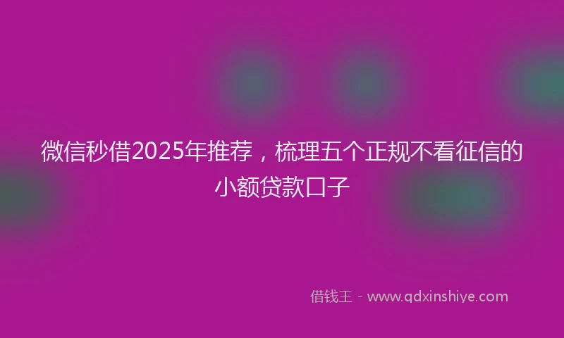 微信秒借2025年推荐，梳理五个正规不看征信的小额贷款口子