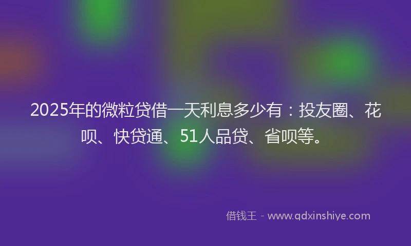 2025年的微粒贷借一天利息多少有：投友圈、花呗、快贷通、51人品贷、省呗等。
