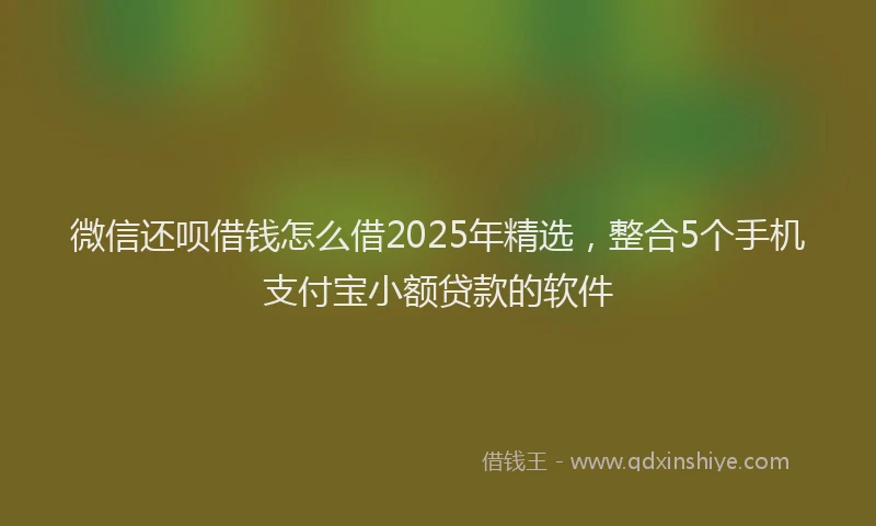 微信还呗借钱怎么借2025年精选，整合5个手机支付宝小额贷款的软件