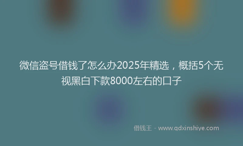 微信盗号借钱了怎么办2025年精选，概括5个无视黑白下款8000左右的口子
