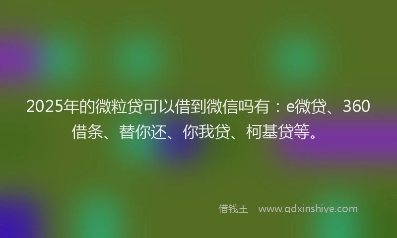 2025年的微粒贷可以借到微信吗有：e微贷、360借条、替你还、你我贷、柯基贷等。
