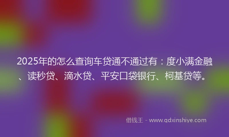 2025年的怎么查询车贷通不通过有：度小满金融、读秒贷、滴水贷、平安口袋银行、柯基贷等。