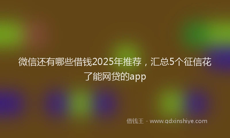 微信还有哪些借钱2025年推荐，汇总5个征信花了能网贷的app