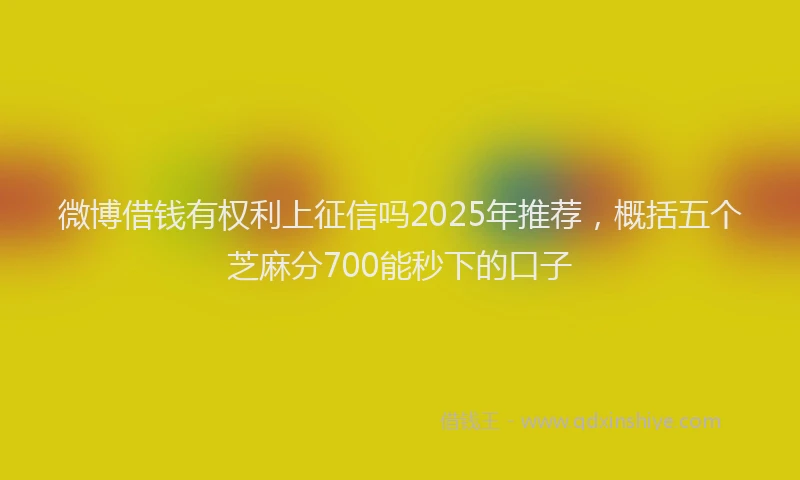 微博借钱有权利上征信吗2025年推荐，概括五个芝麻分700能秒下的口子
