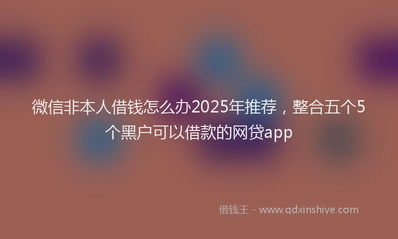 微信非本人借钱怎么办2025年推荐，整合五个5个黑户可以借款的网贷app