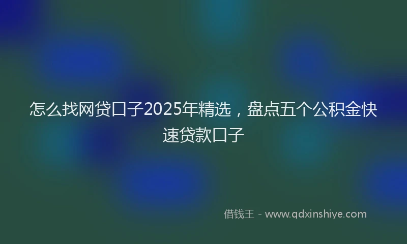 怎么找网贷口子2025年精选，盘点五个公积金快速贷款口子